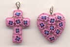 Fuchsia Pink & Blue "Lace" Pendants